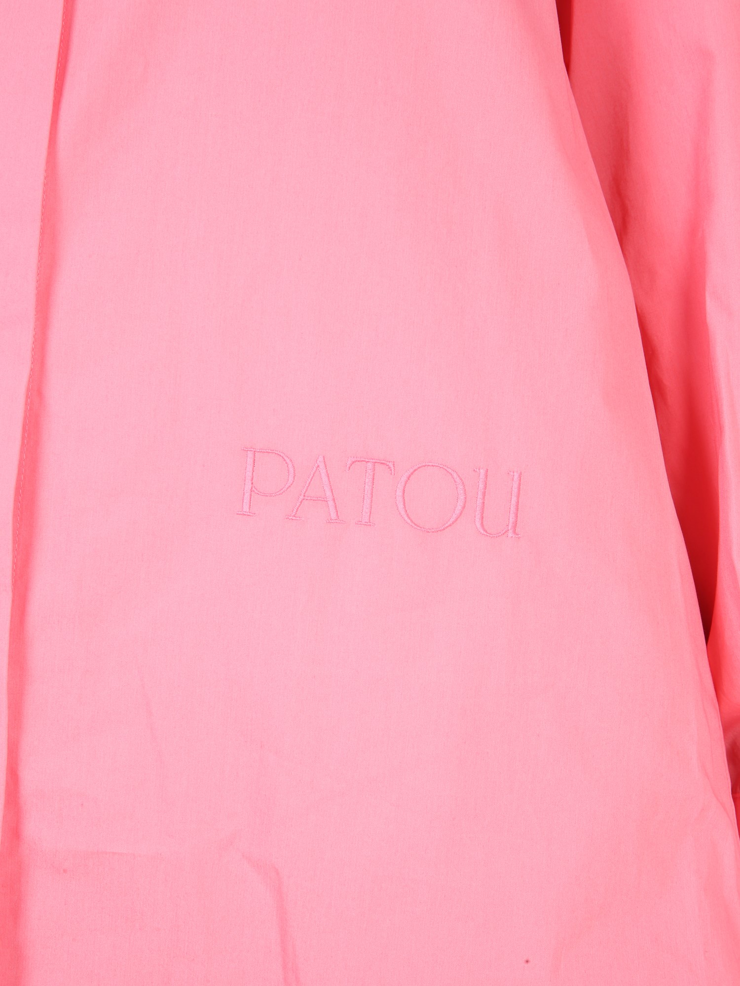 PATOU    COTTON SHIRT DRESS WITH LOGO EMBROIDERY