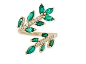 Pave Emerald Marquise Vine Wrap Ring