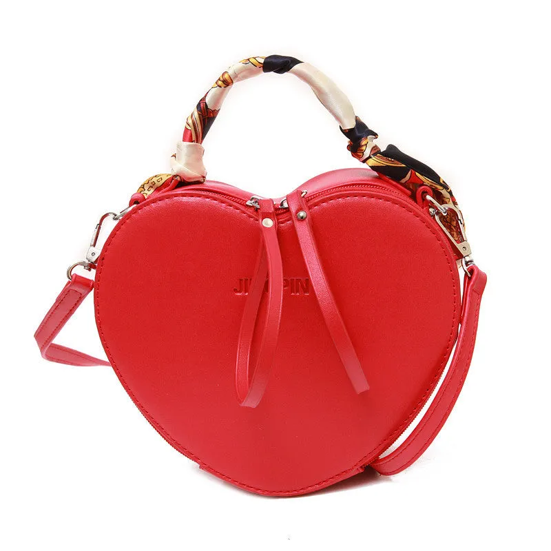 Peach Heart Scarf Personality Shoulder Handbag