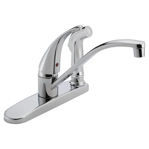 Peerless Single Handle Kitchen Faucet w/ Side Spray in Deck Plate, Chrome - P188400LF