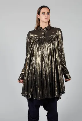 Raw Edge Shirt Dress in Gold Black