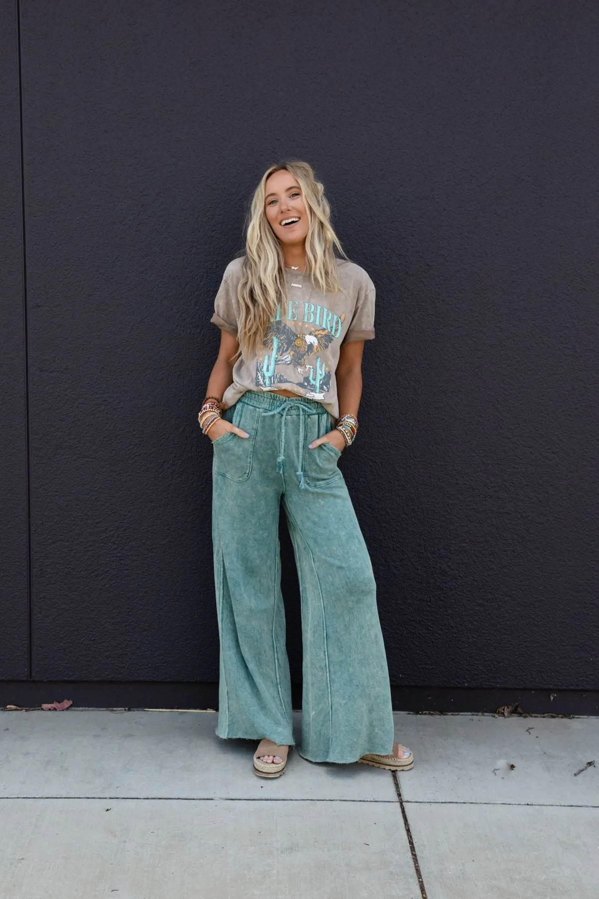 Relaxing Robin Wide Leg Pant - New Teal