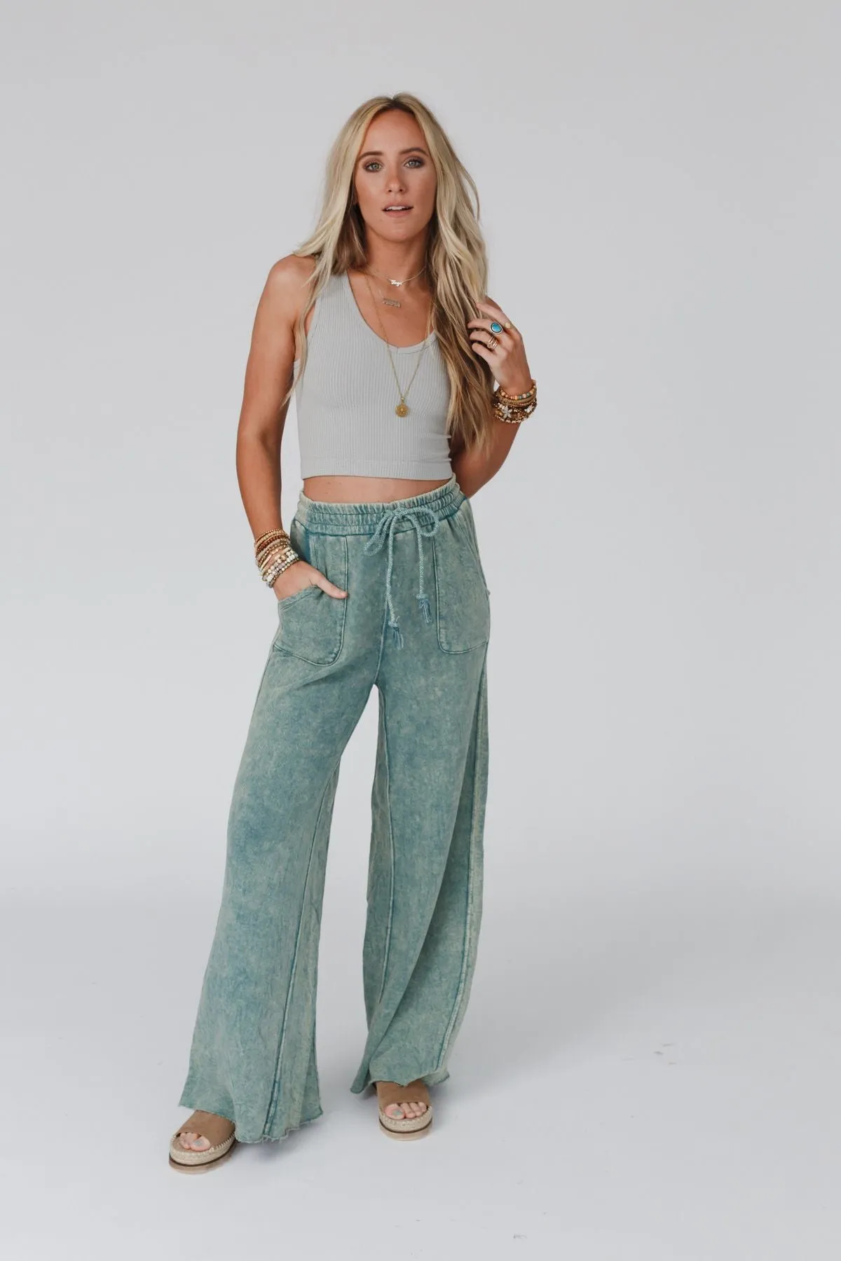 Relaxing Robin Wide Leg Pant - New Teal