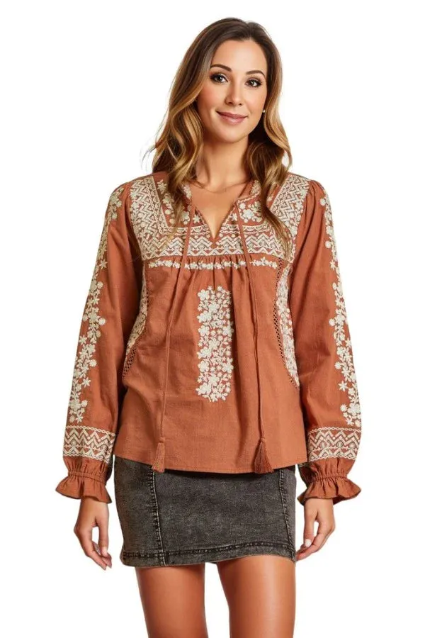 Rust Embroidered top *Savanna Jane