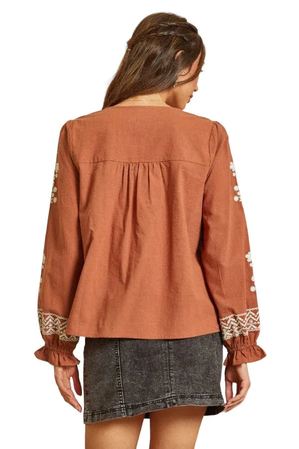 Rust Embroidered top *Savanna Jane