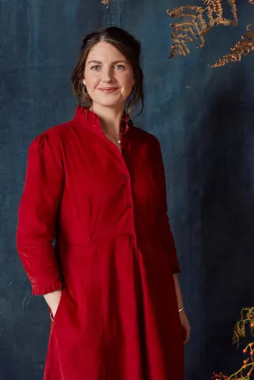 Saltaire Shirt Dress in Red Corduroy