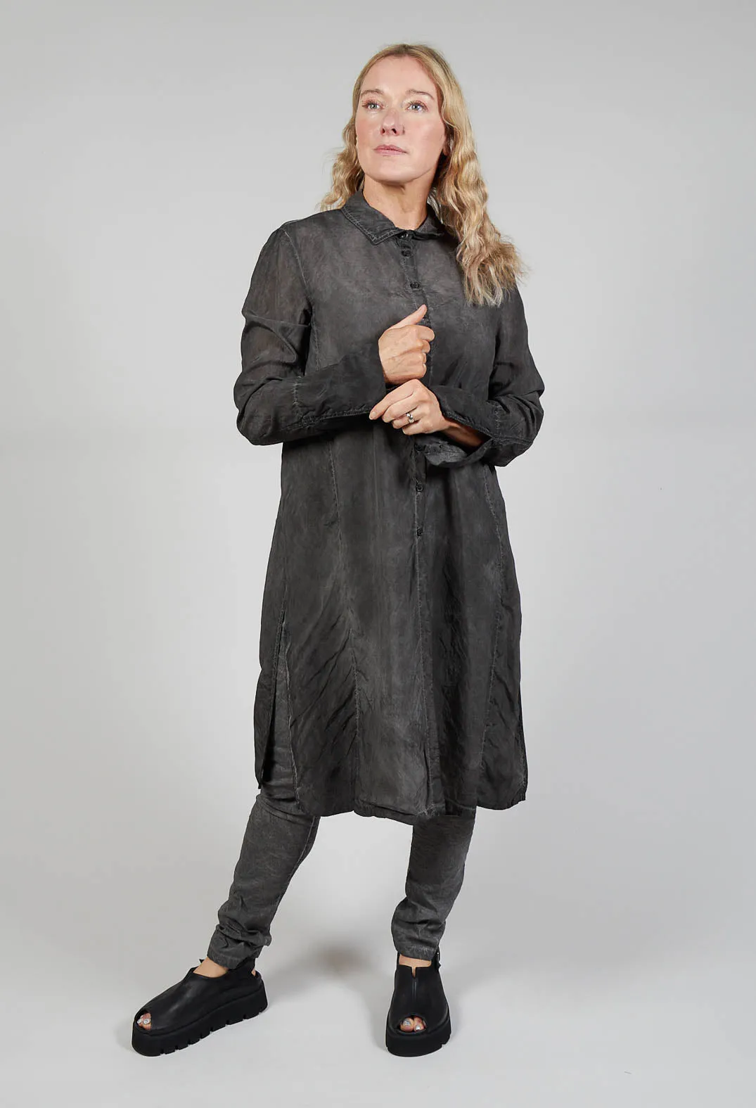 Shirt Dress in Coal Cloud