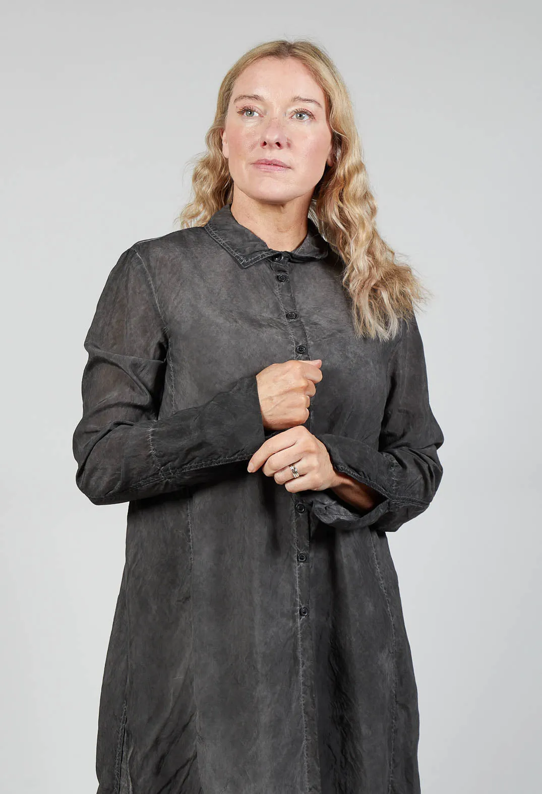 Shirt Dress in Coal Cloud