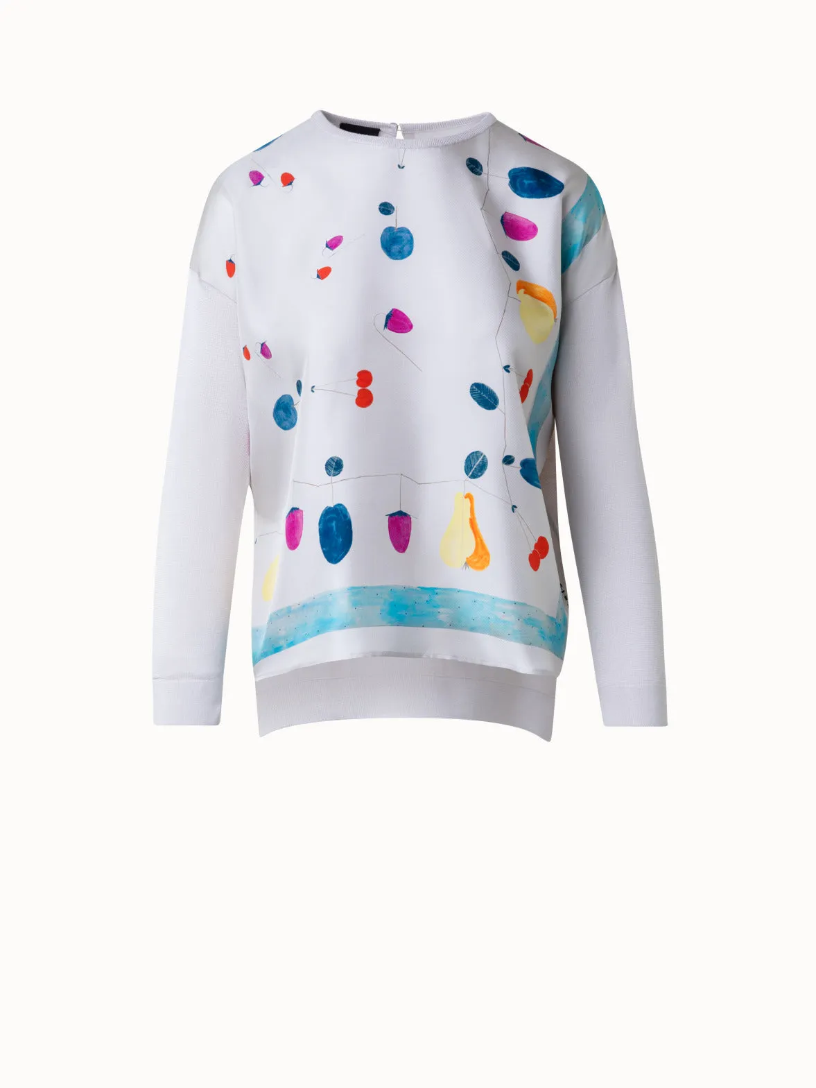 Silk Sweater with Fruits Print