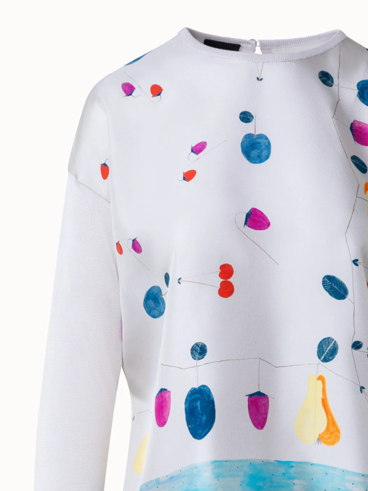 Silk Sweater with Fruits Print