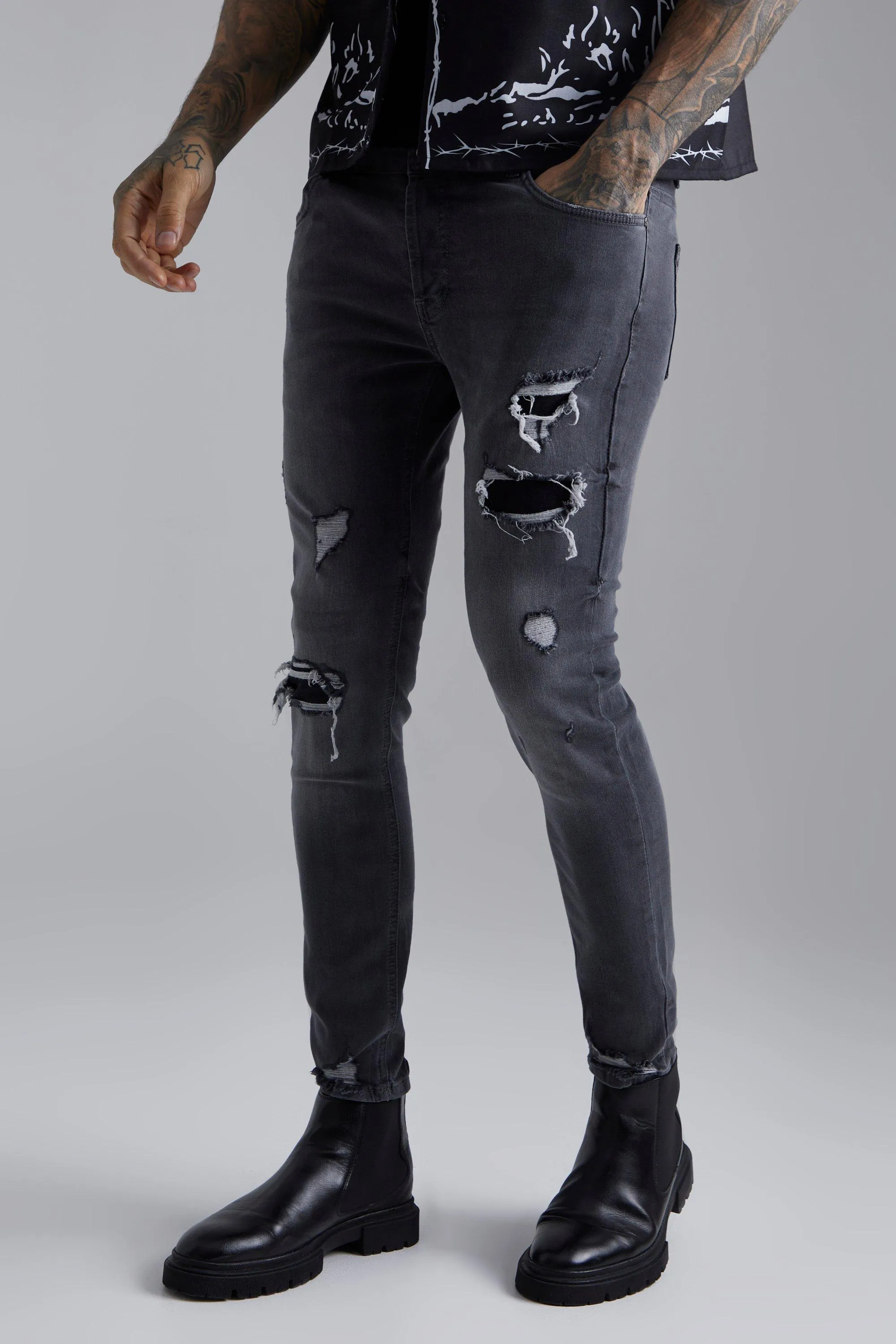 Skinny Stretch Rip & Repair Distressed Jeans