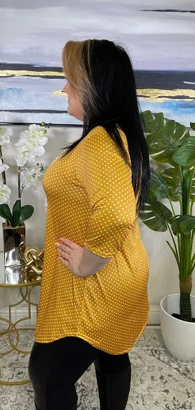 S/M : Mustard Polka dot Scoop Tunic