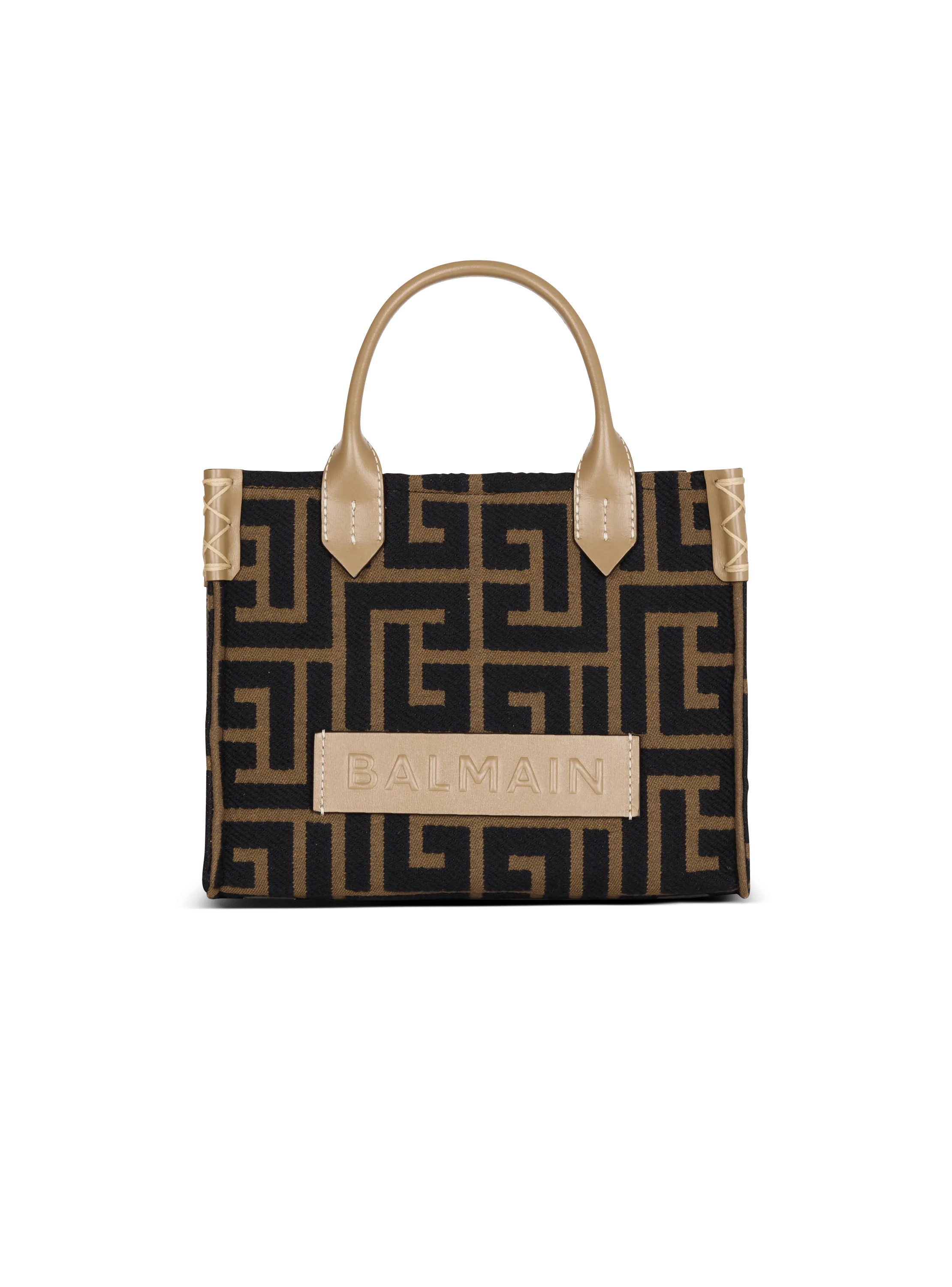 Small B-Army tote bag in jacquard fabric with a PB Labyrinth monogram