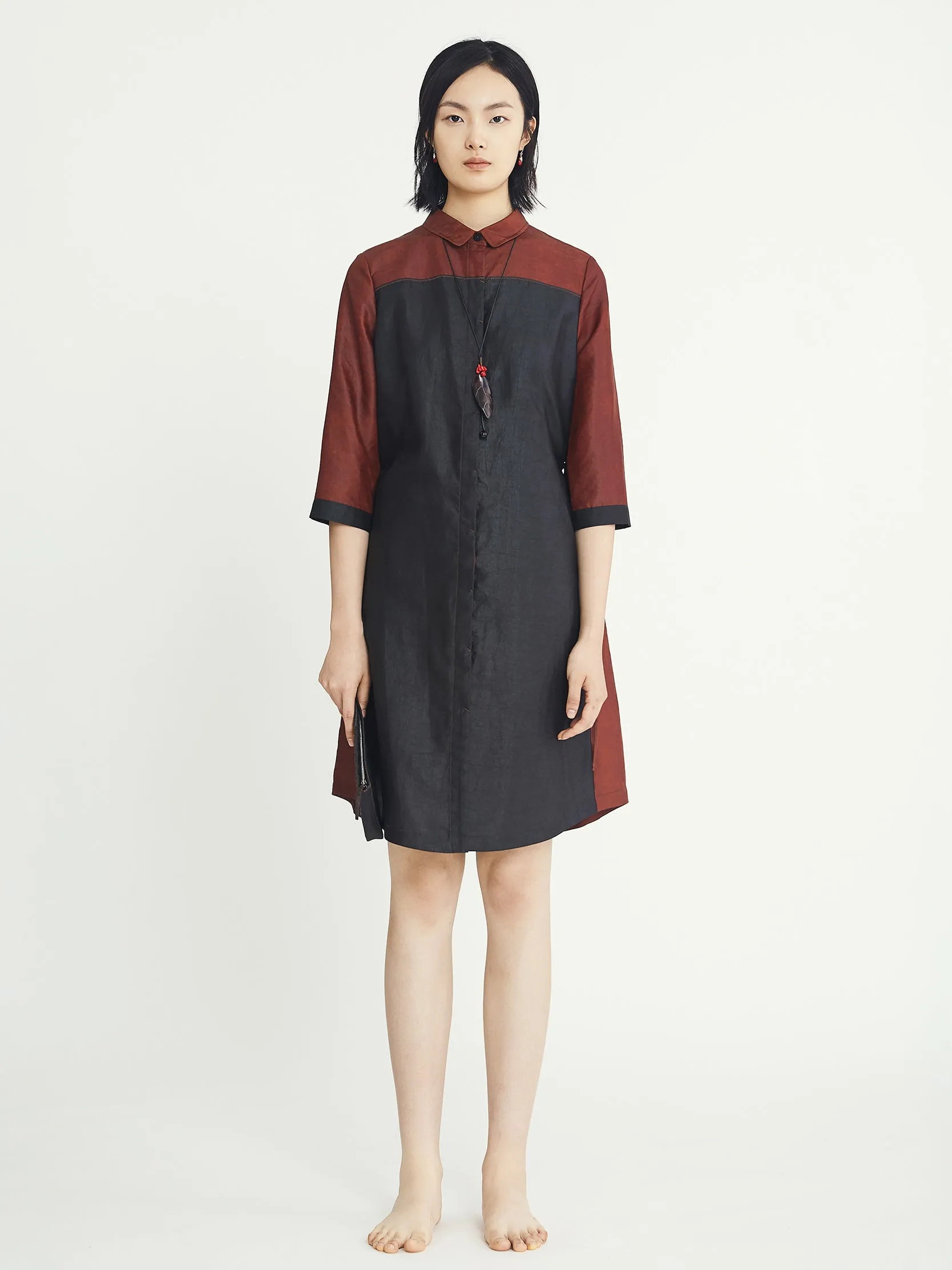 Small collar shirt dress