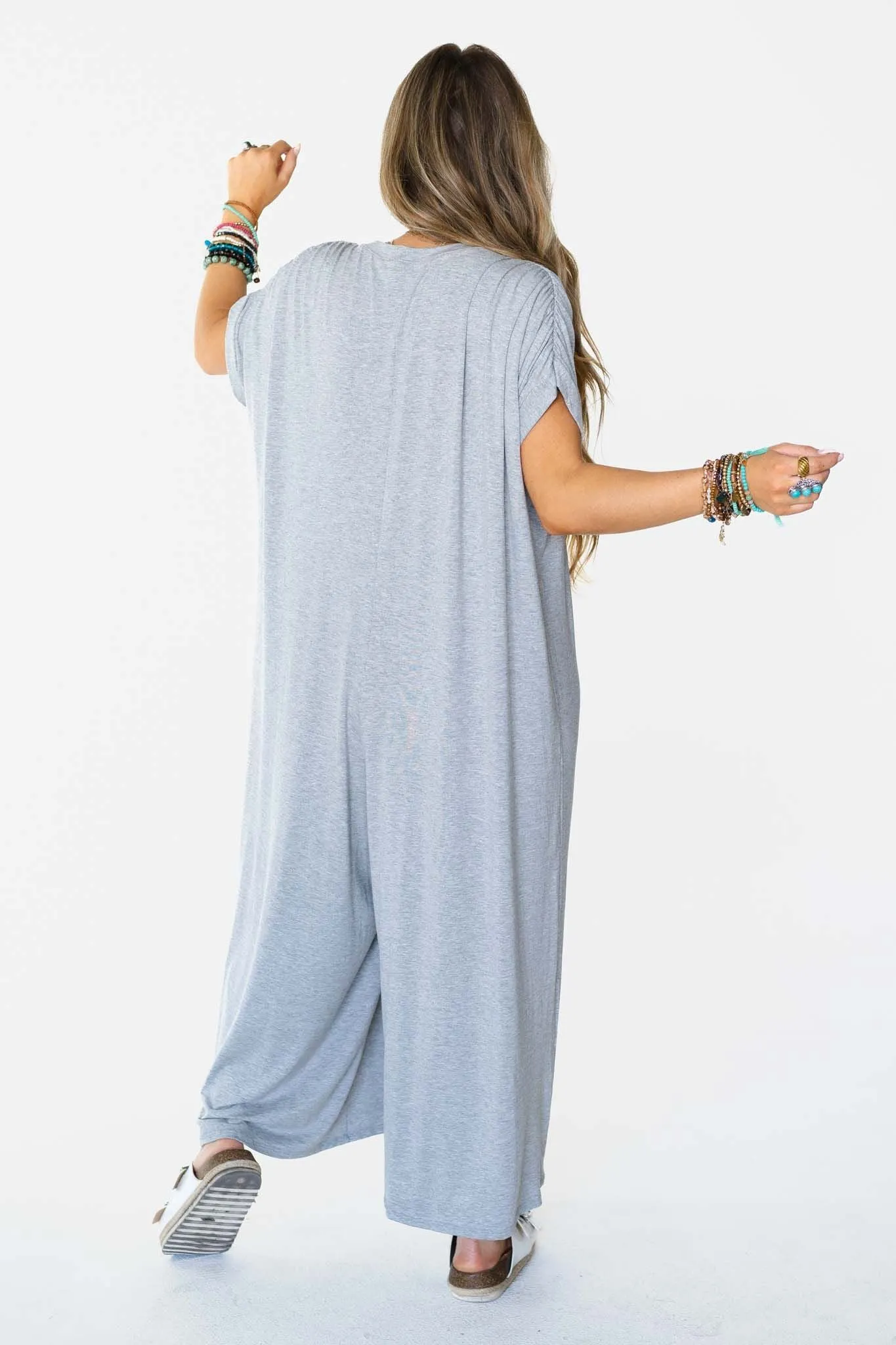 Stevie Wide Leg Jumpsuit - Heather Gray