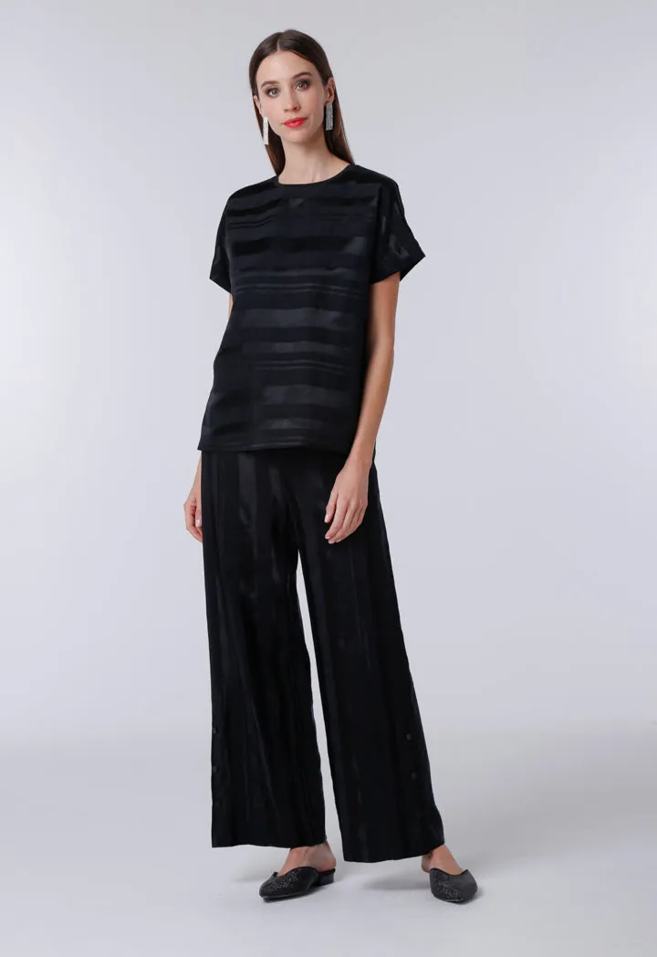 Striped Pattern Wide Leg Trouser