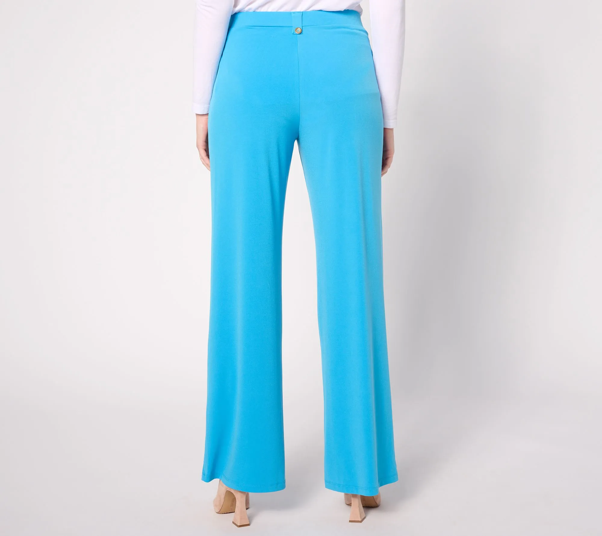 Susan Graver Pet Liquid Knit Wide-Leg Pants with Button Detail