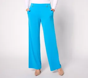 Susan Graver Pet Liquid Knit Wide-Leg Pants with Button Detail