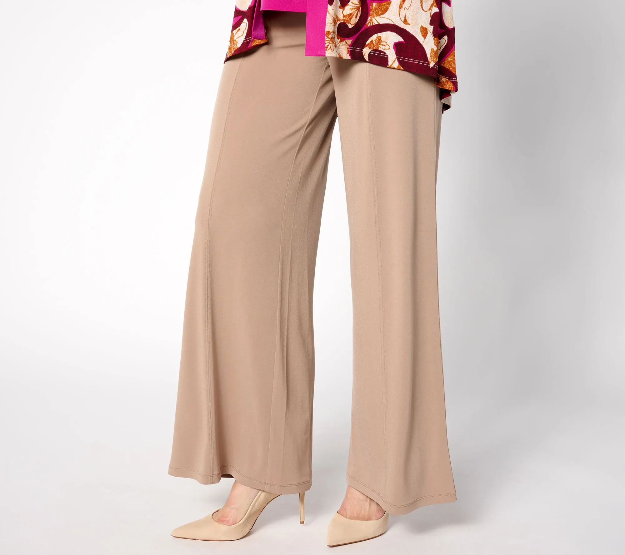 Susan Graver Petite Liquid Knit High Waisted Wide-Leg Pants