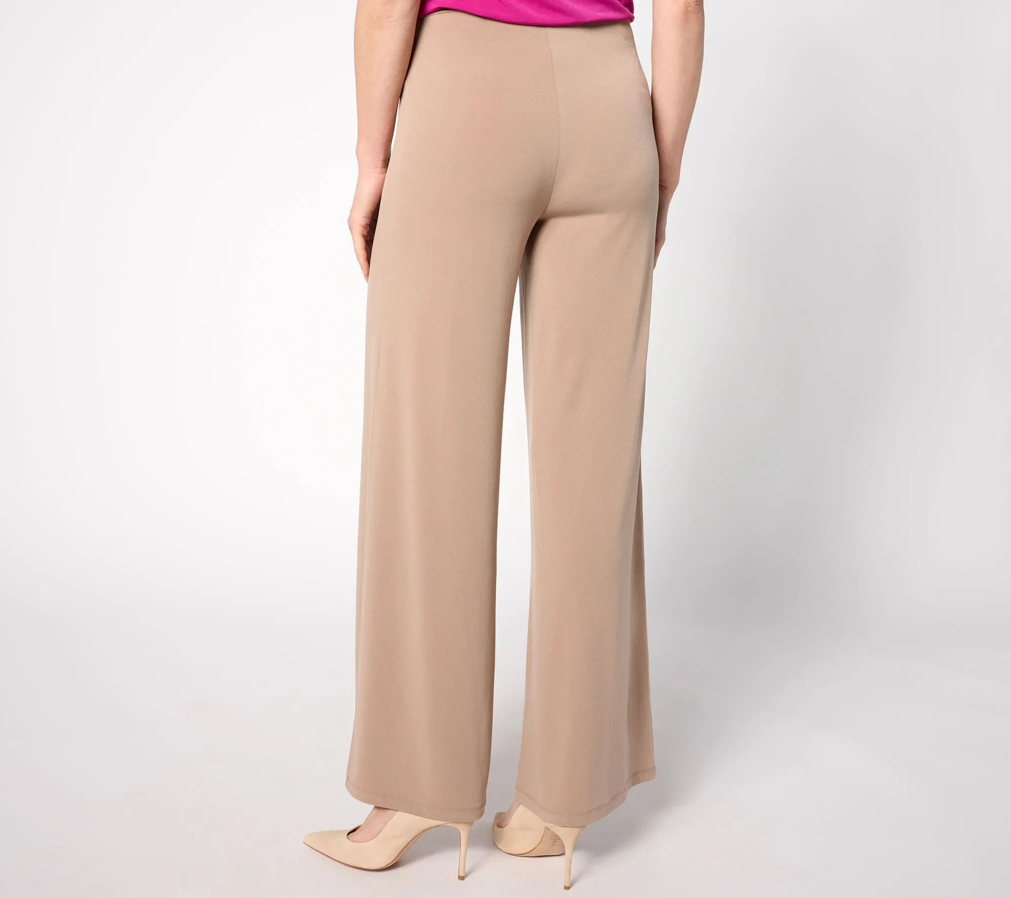 Susan Graver Petite Liquid Knit High Waisted Wide-Leg Pants