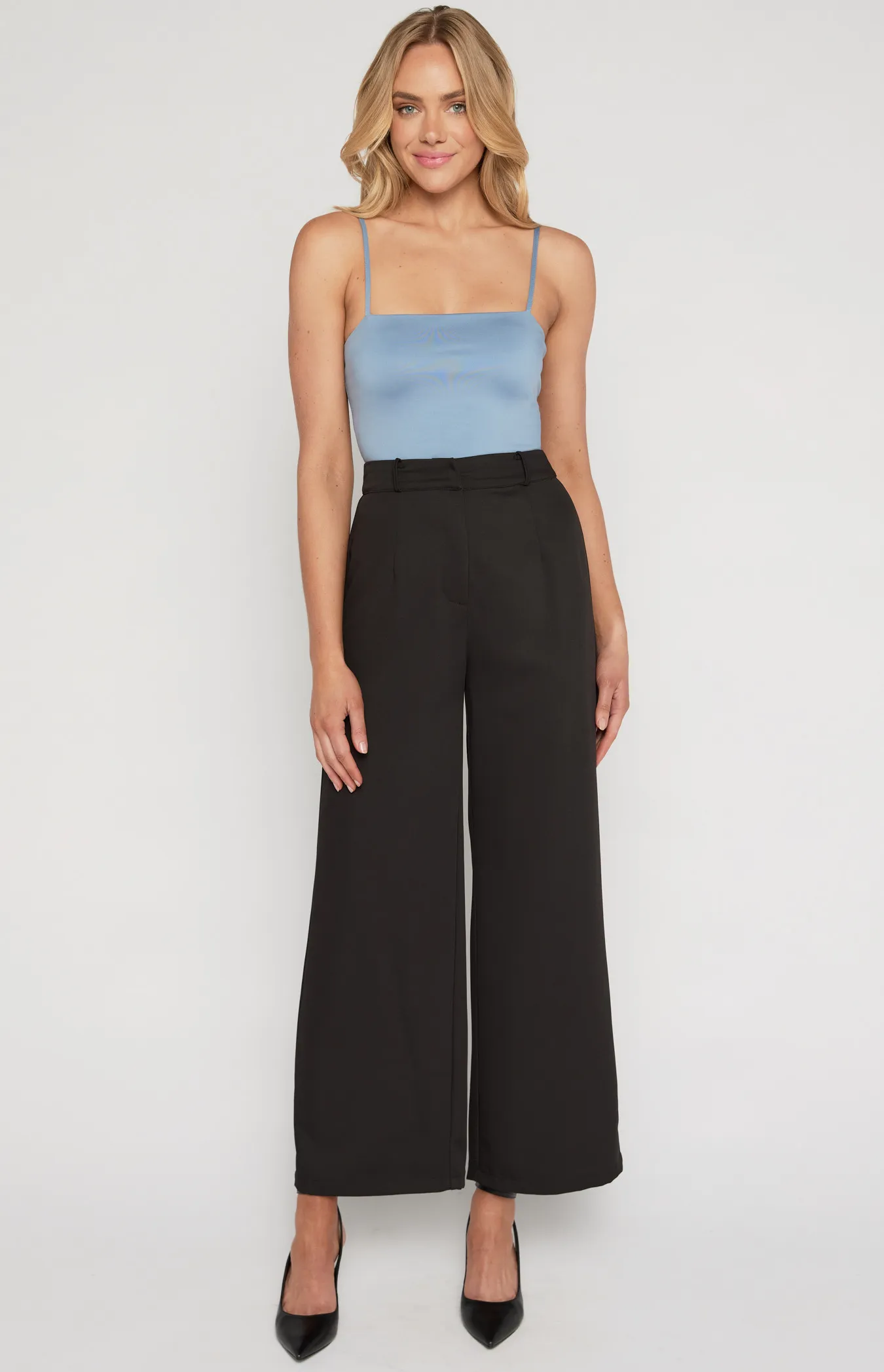  Textured High Waisted Wide Leg Pants (WPA250A)