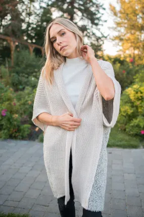 The Cliff Two Tone Cardigan by Elan - Oatmeal/Grey