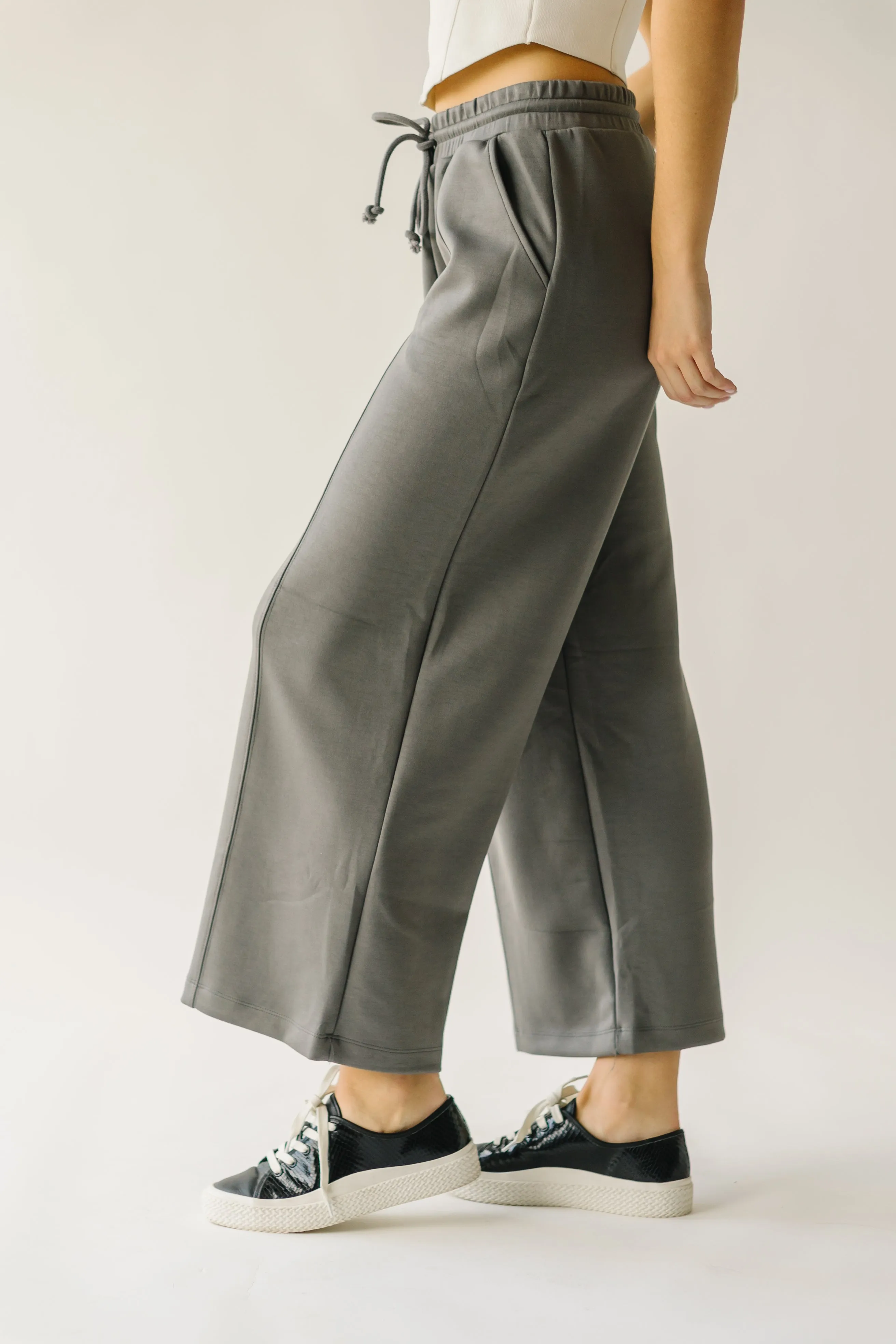 The Mazzara Wide Leg Pant in Charcoal