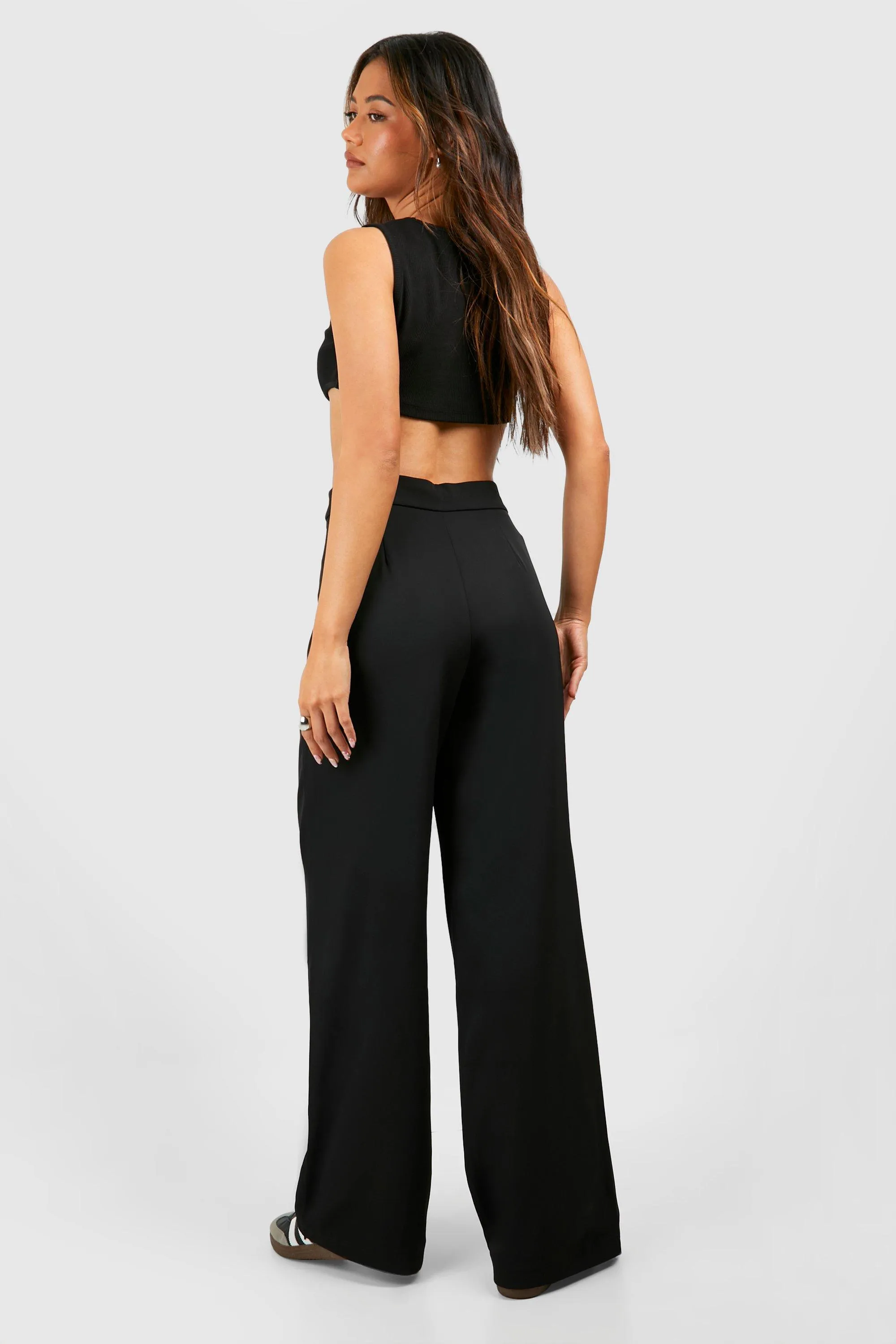 Trousers | Drawcord Waist Fluid Wide Leg Trousers | boohoo