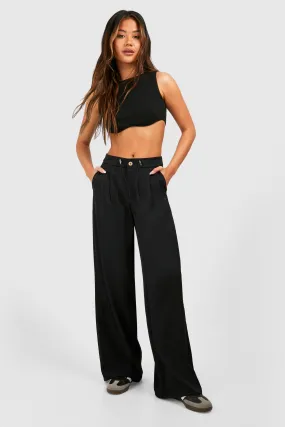 Trousers | Drawcord Waist Fluid Wide Leg Trousers | boohoo