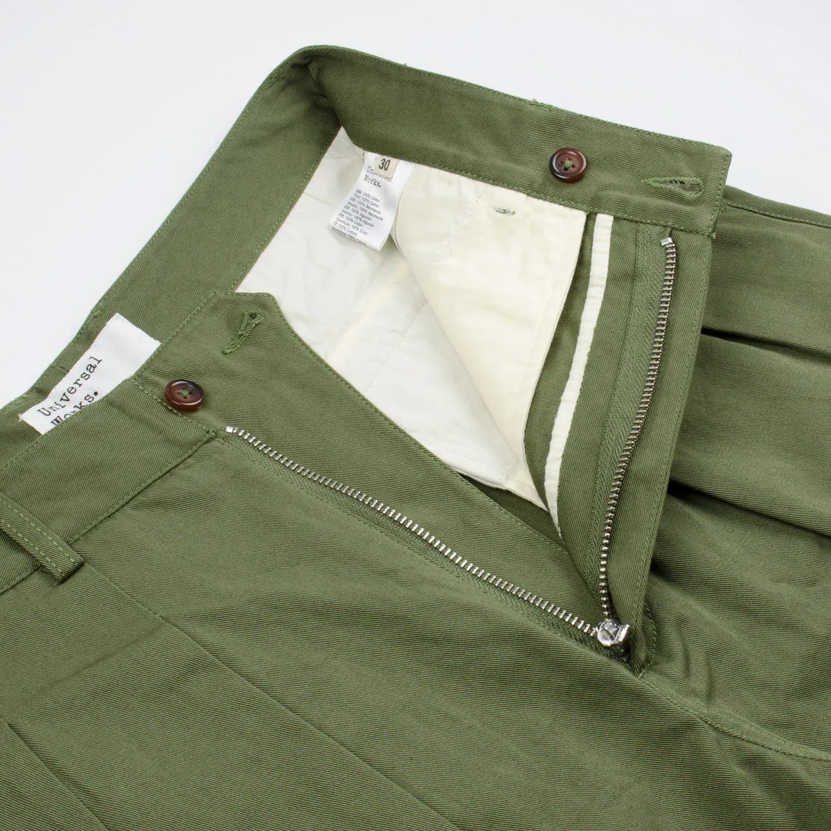 Universal Works - Double Pleat Pant Twill - Light Olive