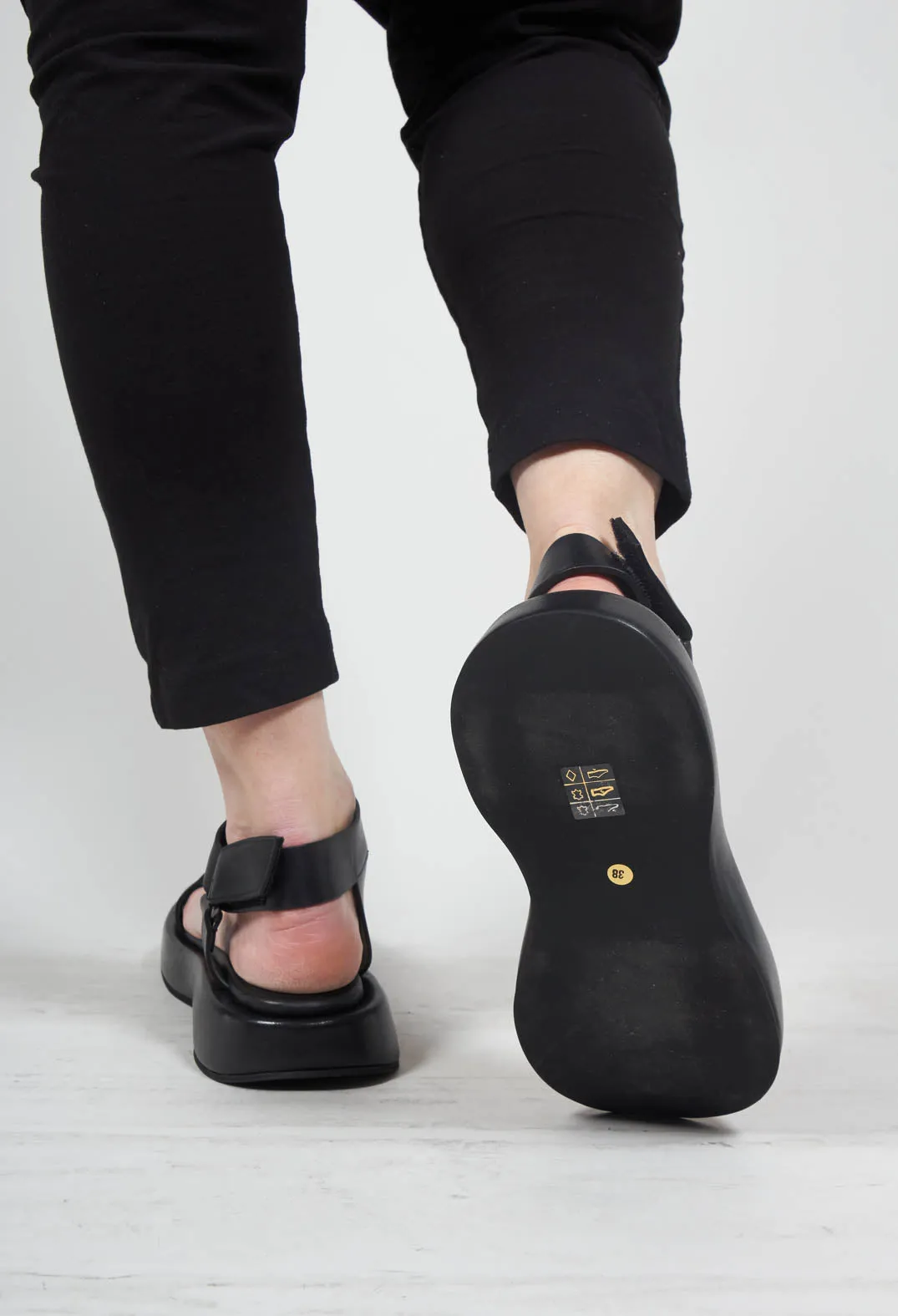 Velcro Strap Sandals in Black