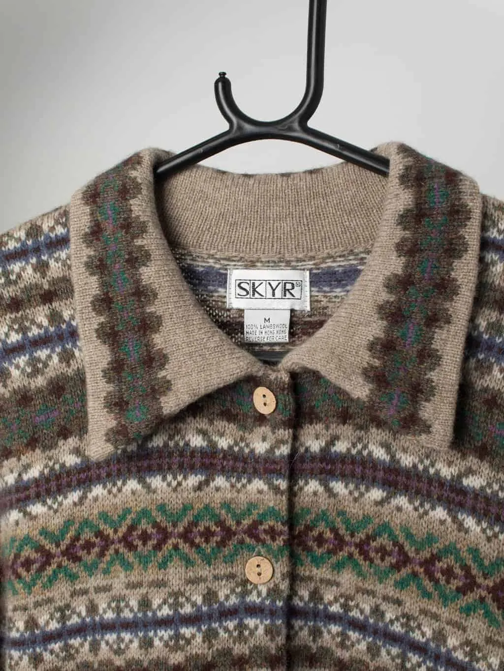 Vintage Fair Isle wool cardigan with geometric design – Various sizes