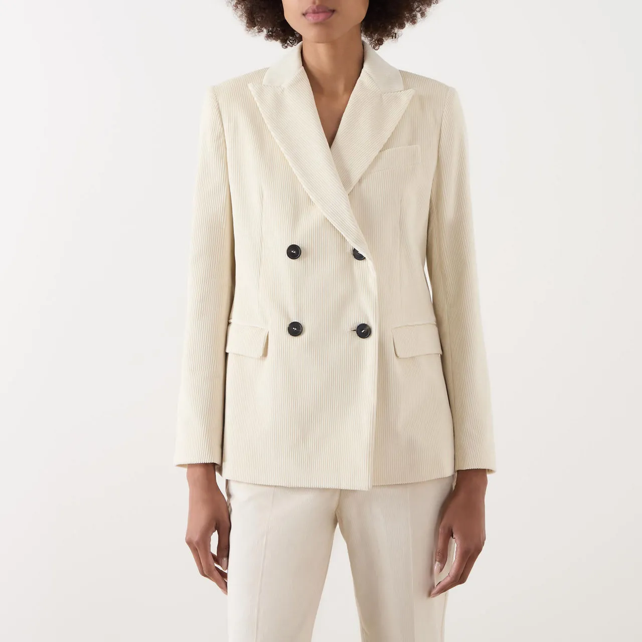 WEEKEND MAX MARA Double-Breasted Corduroy Blazer - White