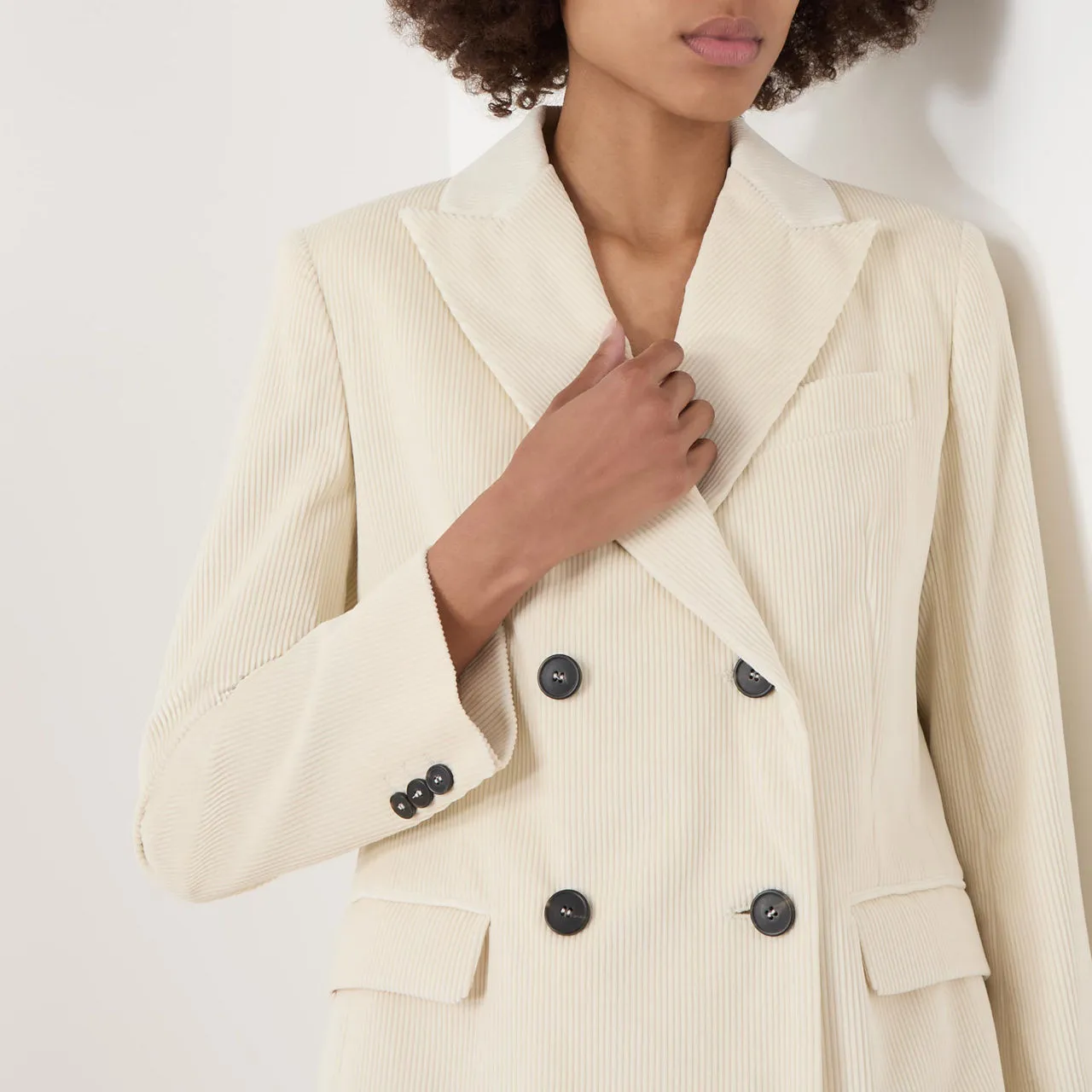 WEEKEND MAX MARA Double-Breasted Corduroy Blazer - White