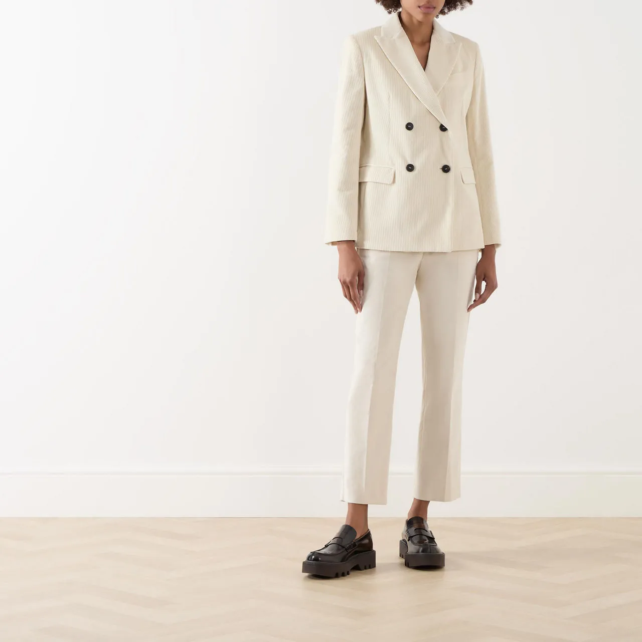 WEEKEND MAX MARA Double-Breasted Corduroy Blazer - White