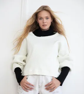 White Ribbed Sweater