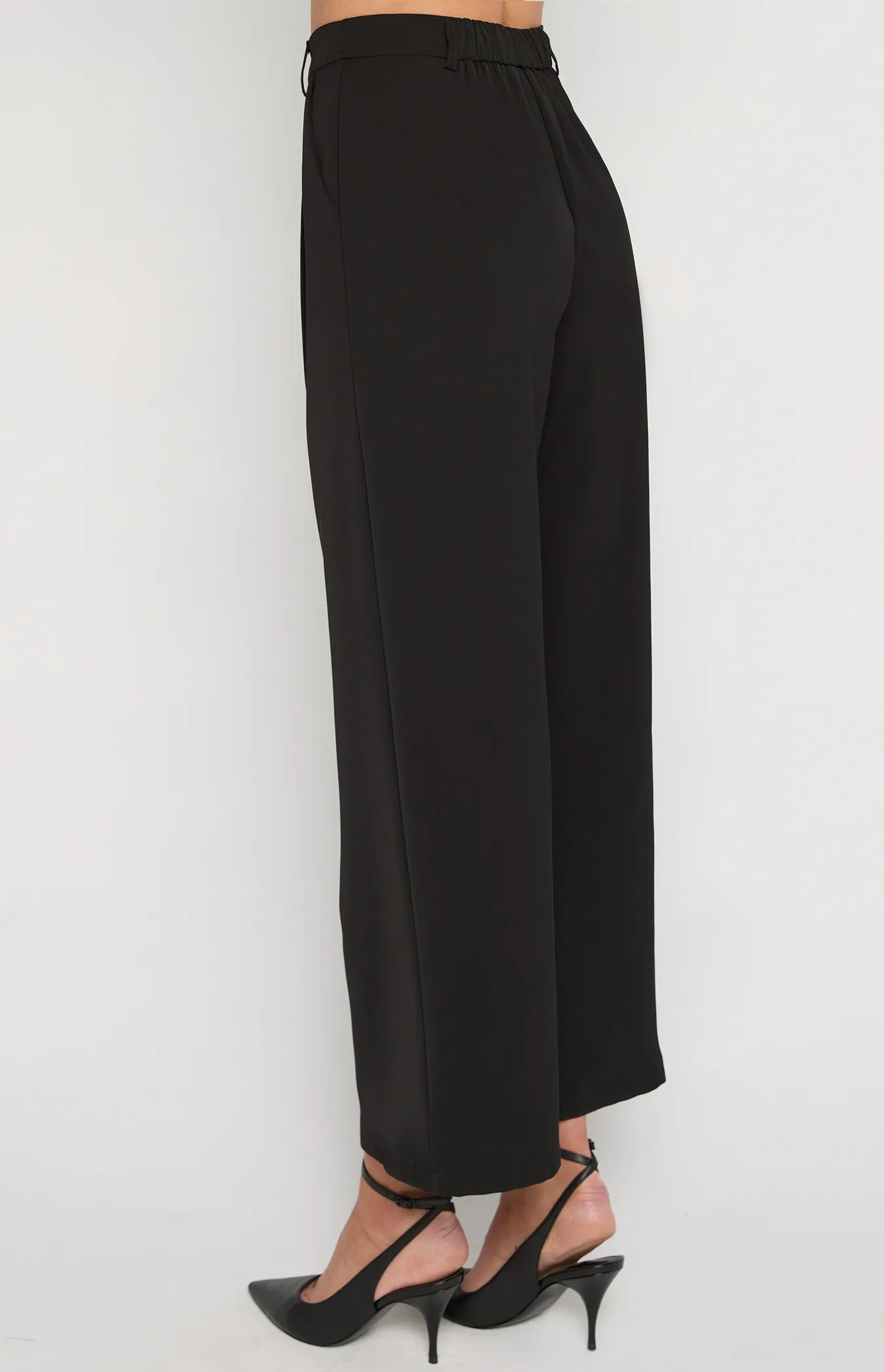 Wide Leg Pants with Back Elastic Detail (WPA255B)