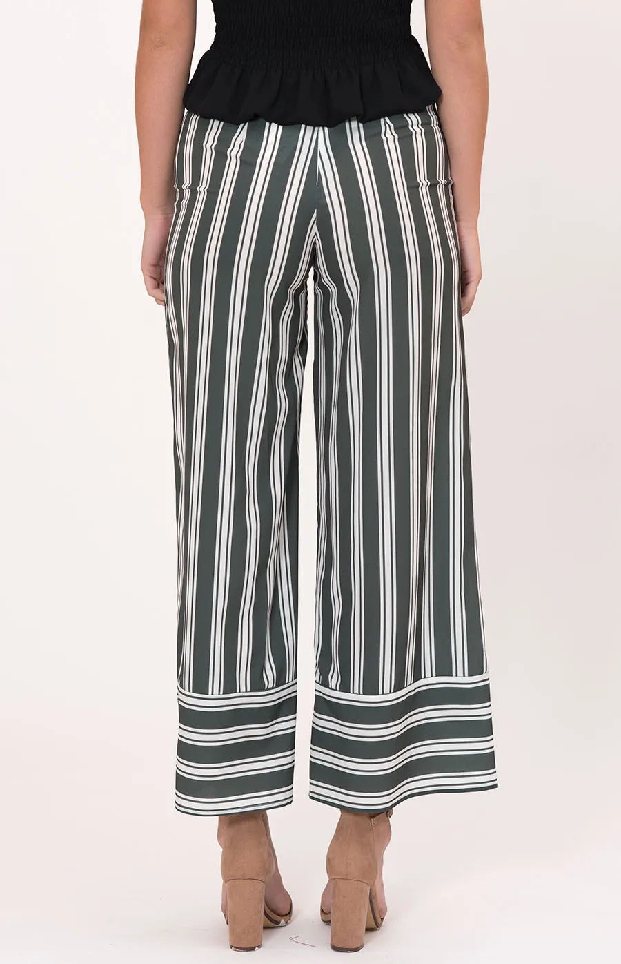 Wide Leg Pants with Contrasting Stripes Feature (SPA313A)