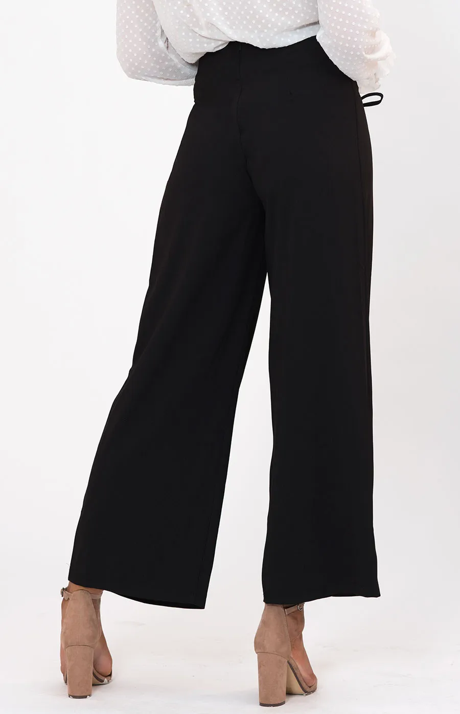 Wide Leg Pants with Lace Up Detail (APA801A)