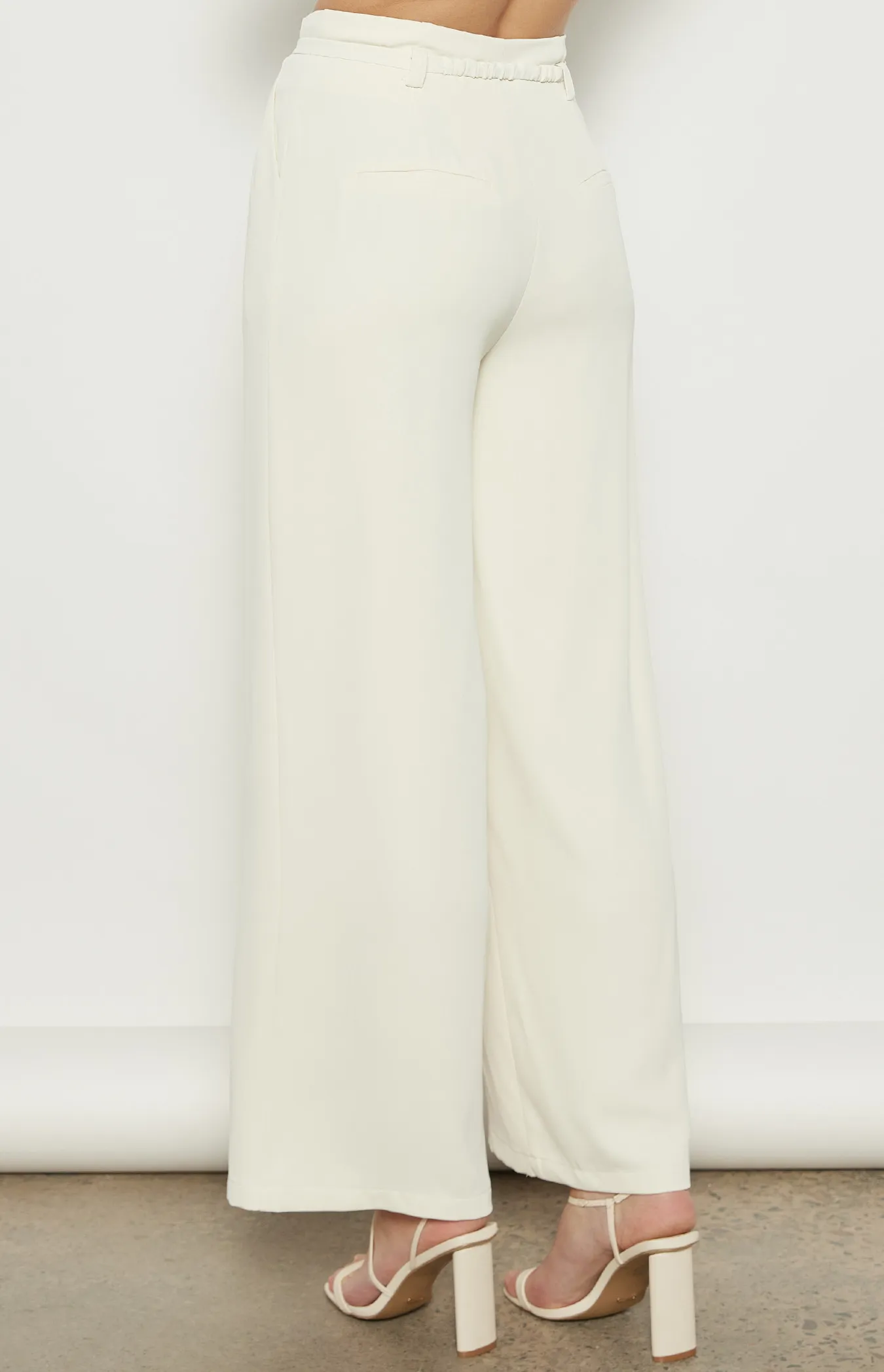 Wide Leg Pants with Thin Belt Gold Buckle Detail (WPA275B)