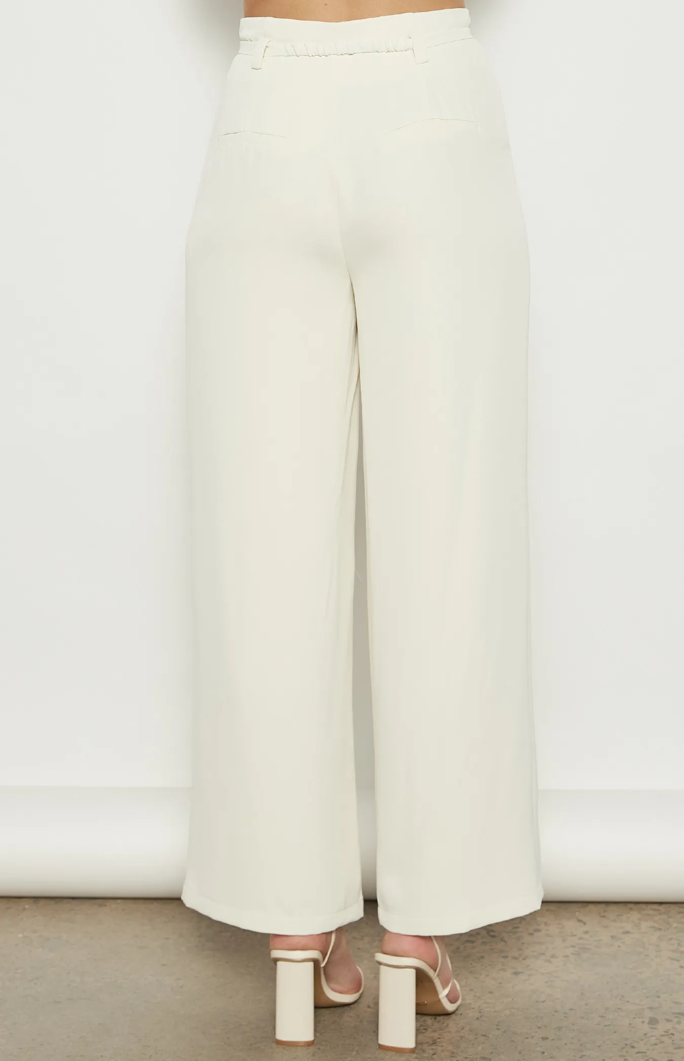 Wide Leg Pants with Thin Belt Gold Buckle Detail (WPA275B)