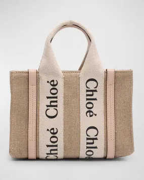 Woody Mini Tote Bag in Linen with Crossbody Strap