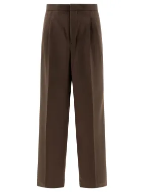 Wool Gabardine Trousers Brown