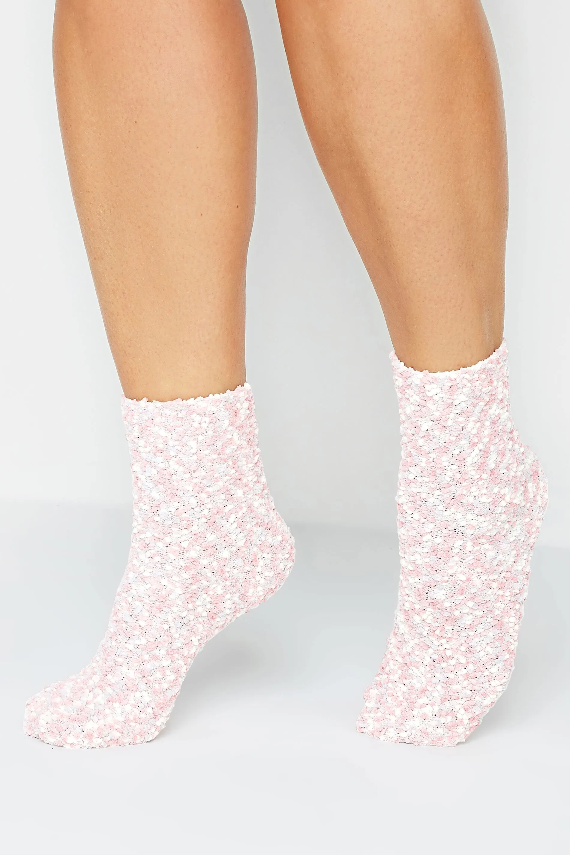 YOURS 2 PACK Pink & Grey Cosy Textured Ankle Socks