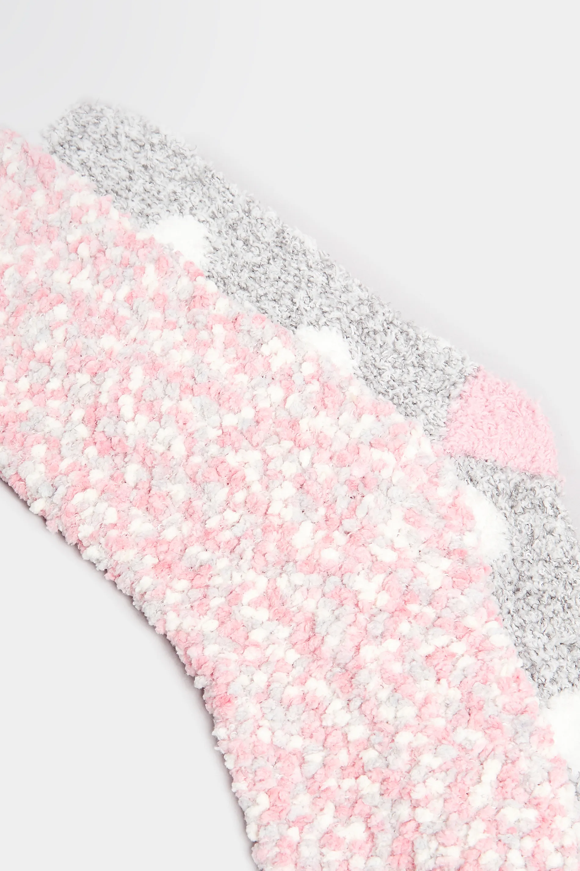 YOURS 2 PACK Pink & Grey Cosy Textured Ankle Socks