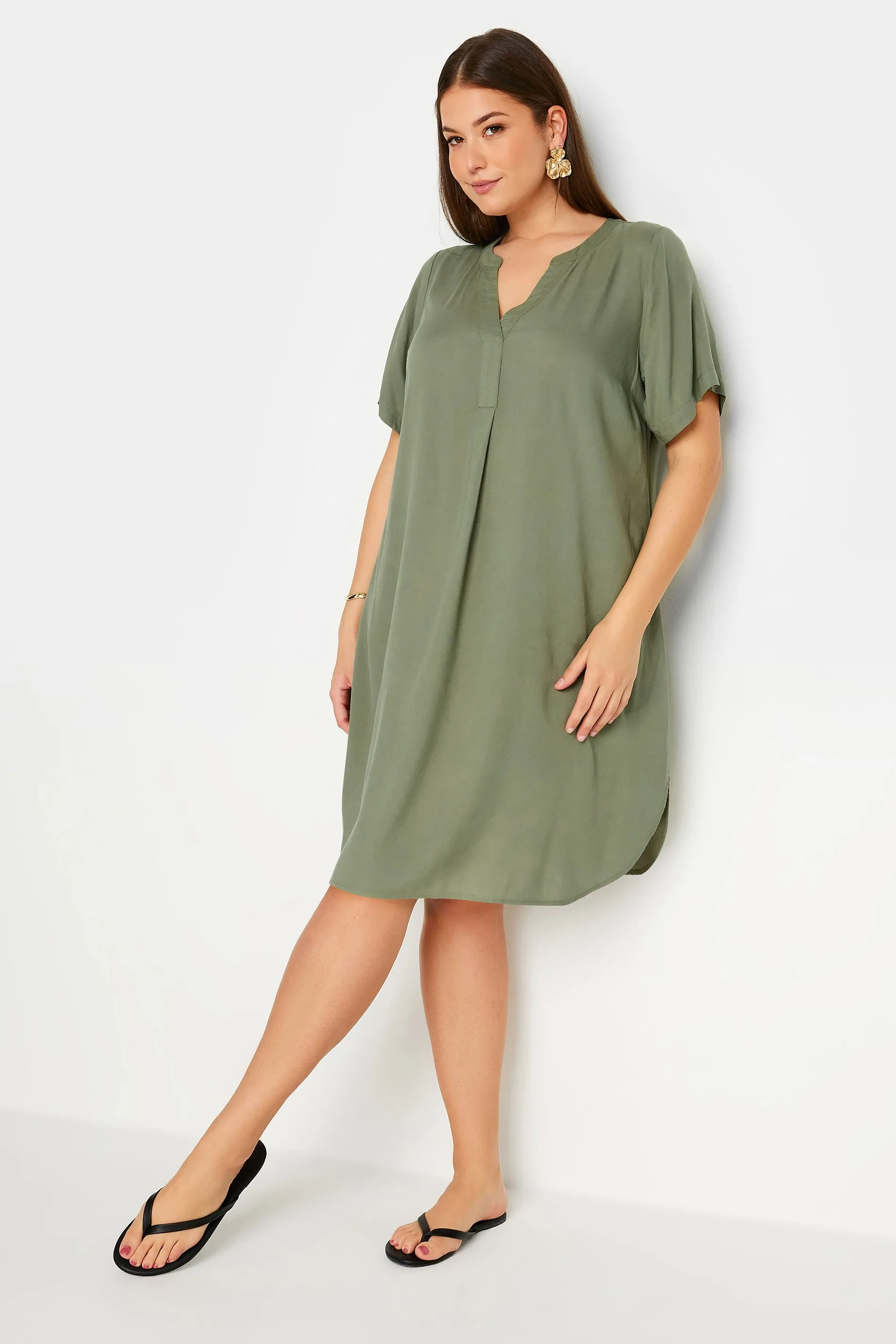 Yours Curve Khaki Green Tunic Dress