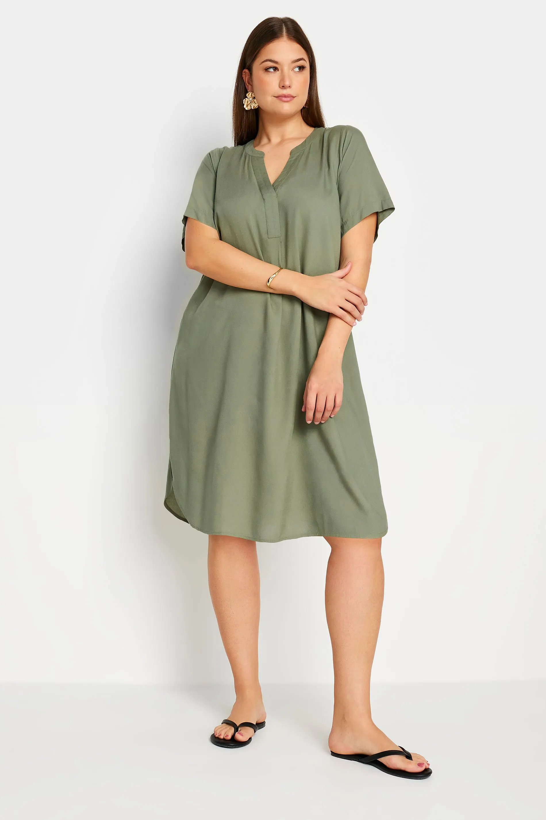 Yours Curve Khaki Green Tunic Dress