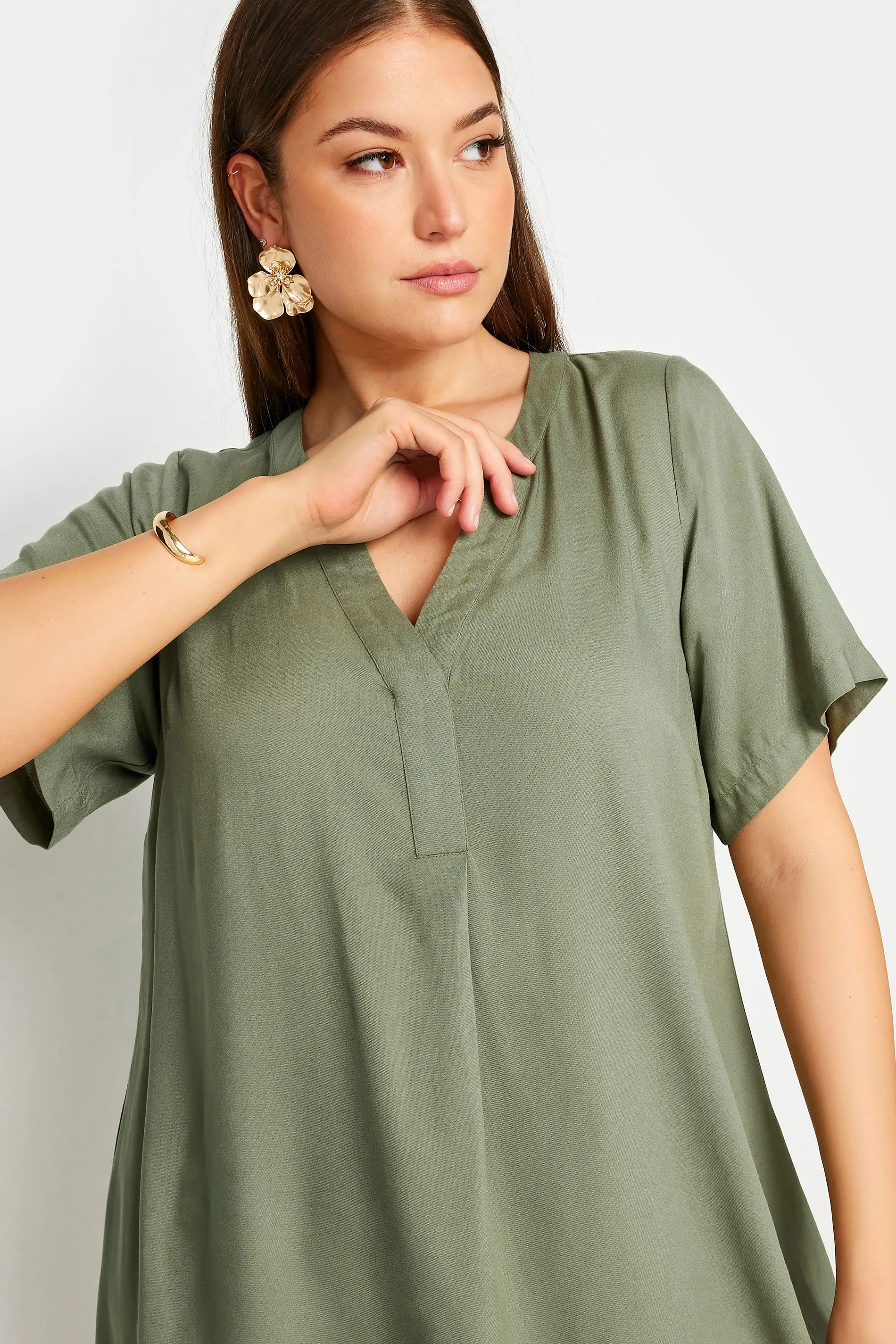 Yours Curve Khaki Green Tunic Dress