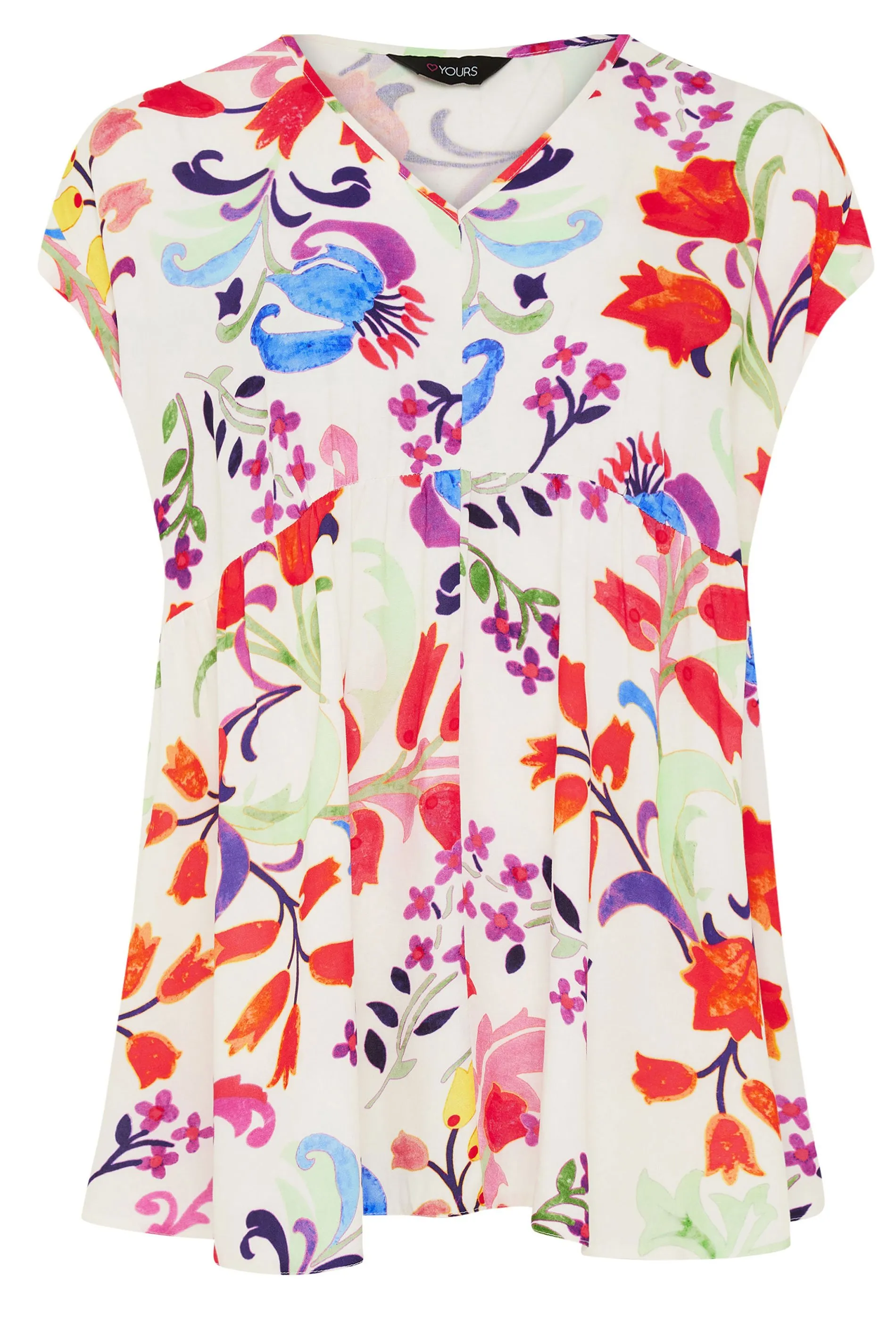 YOURS Curve White Floral Print Tunic Top