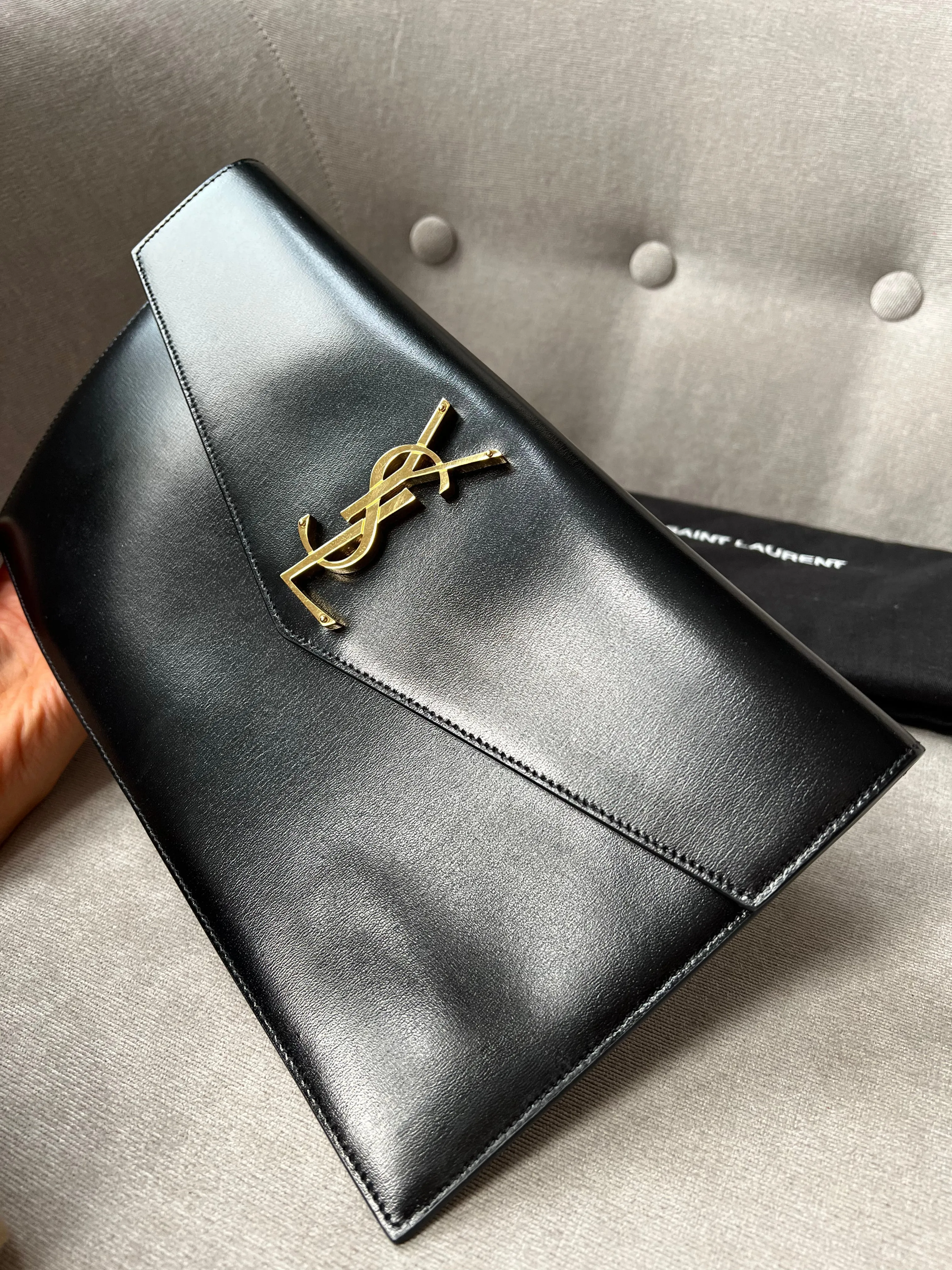 Yves Saint Laurent (YSL) Black Uptown Pouch Clutch